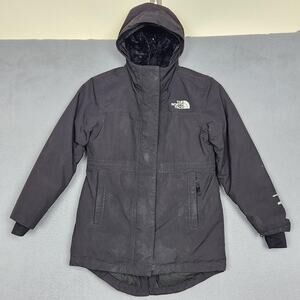 North Face Arctic Parka Coat Girls Small 7/8 Black DryVent 600 Down Hooded